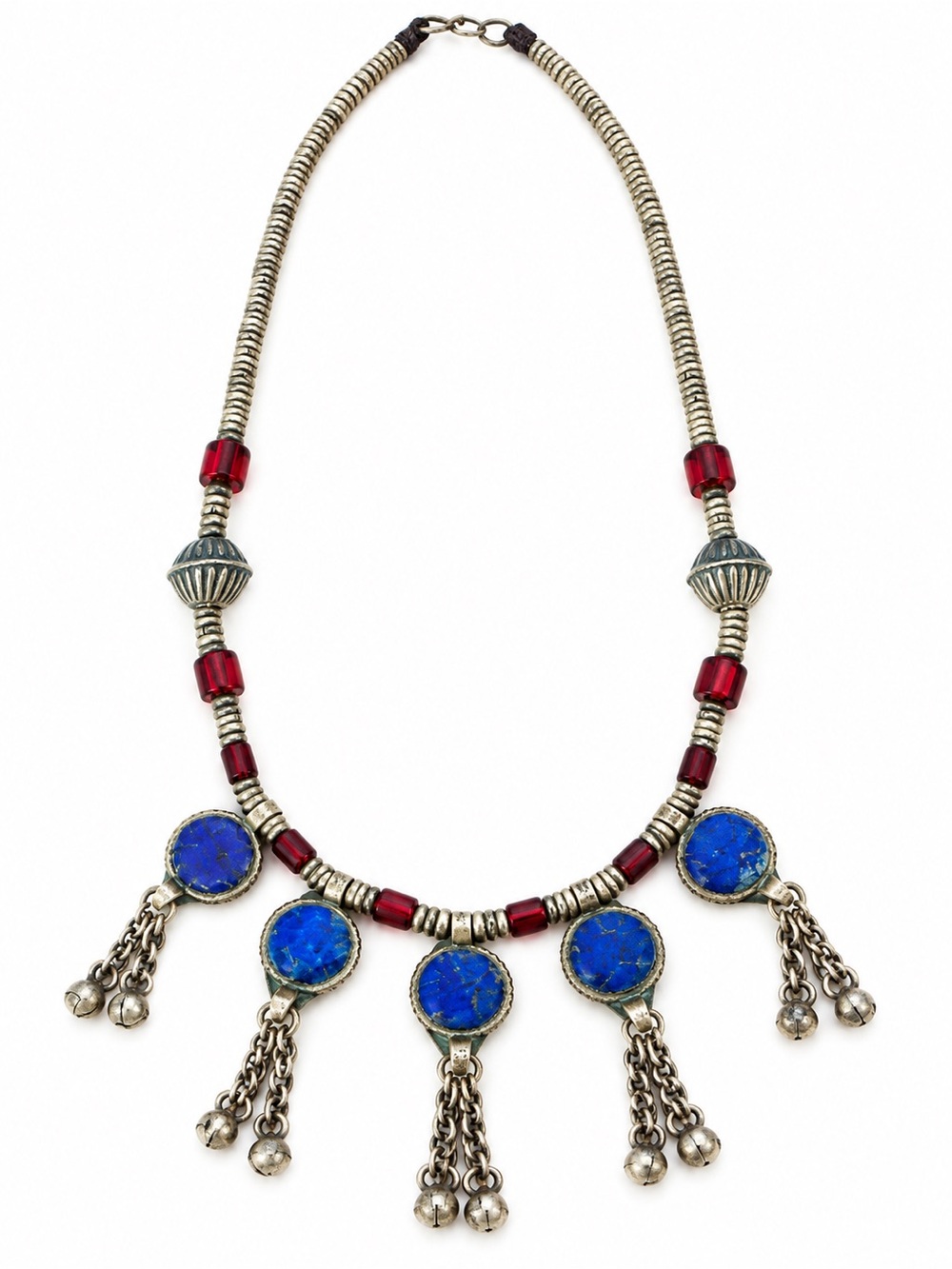 Vintage 1990s Moroccan Berber Style Blue Stone Statement Necklace